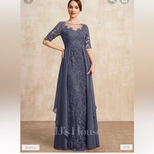 JJs House Elegant Blue Lace Wedding Dress